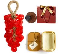 Grape Soap on a Rope, Grape Shaped Soap with Hook, Handmade Crystal Grapes Gentle Cleansing Soaps, Fresh Air, Decorative for Washing Hands and Bath, for Men and Women (Red (Rose scent))