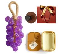 Grape Soap on a Rope, Grape Shaped Soap with Hook, Handmade Crystal Grapes Gentle Cleansing Soaps, Fresh Air, Decorative for Washing Hands and Bath, for Men and Women (Purple (Lavender scent))