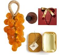 Grape Soap on a Rope, Grape Shaped Soap with Hook, Handmade Crystal Grapes Gentle Cleansing Soaps, Fresh Air, Decorative for Washing Hands and Bath, for Men and Women (Orange(Calendula))