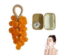 Grape Soap on a Rope, Handcrafted Grape Soap on a Rope for Washing Hands and Bath, Crystal Grape Bunch soap, Deep Cleansing and Hydration Skin, for Men and Women, Home Decor (Marigold)