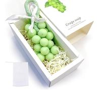 Grape Soap on a Rope, Handcrafted Grape Soaps, 2026 New Lasting Fragrance DIY Soap on a Rope Birthday Gift for Women and Men Exquisite Box Containing Storage Bag Valentines Gifts for Her (Green）