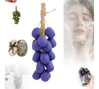 Grape Soap on a Rope, Handcrafted Grapes-Shaped Soaps, Natural Cold Process Artisan Soaps for Face & Body Bath for Shower, Natural Smell, Home Decor, Hanging for Kitchens or Bathrooms