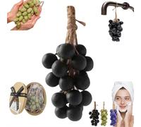 Grape Soap on a Rope, Handcrafted Grapes Soape on a Ropes Bunch Shaped, Natural Cold Process Artisan Soaps for Face, Body Shower & Hands, Unique and Novel Gift