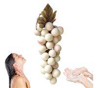 Grape Soap on a Rope, Handmade Bunch Shaped Bar, Handcrafted Grapes Soaps, Natural Manual Grape-shaped Soaps for Showers, Baptisms & Home Spa (White)