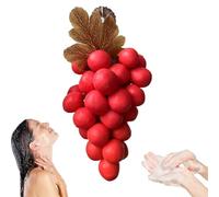 Grape Soap on a Rope, Handmade Bunch Shaped Bar, Handcrafted Grapes Soaps, Natural Manual Grape-shaped Soaps for Showers, Baptisms & Home Spa (Red)