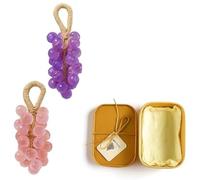Grape Soap on a Rope - Handmade Crystal Fruit Soap Bar with Hanging Cord - Gentle Cold Process Body Wash for Men & Women - Unique Novelty & Bathroom Decor