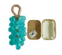 Grape Soap On A Rope, Handmade Crystal Grape Gentle Cleansing Soap, Decorative & Aromatic Artisan Bar For Hand Wash, Bath And Refresh Air