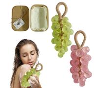 Grape Soap on a Rope, Handmade Crystal Grape Gentle Cleansing Soap, Grapes Cluster Shaped Soaps, Decorative for Washing Hands and Bath Cold Process Method, Gift for Men and Women (W-2pcs)