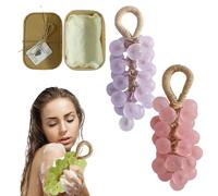 Grape Soap on a Rope, Handmade Crystal Grape Gentle Cleansing Soap, Grapes Cluster Shaped Soaps, Decorative for Washing Hands and Bath Cold Process Method, Gift for Men and Women (P-2pcs)