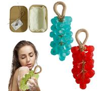 Grape Soap on a Rope, Handmade Crystal Grape Gentle Cleansing Soap, Grapes Cluster Shaped Soaps, Decorative for Washing Hands and Bath Cold Process Method, Gift for Men and Women (V-2pcs)