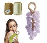 Grape Soap on a Rope, Handmade Crystal Grape Gentle Cleansing Soap, Grapes Cluster Shaped Soaps, Decorative for Washing Hands and Bath Cold Process Method, Gift for Men and Women (D)