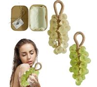 Grape Soap on a Rope, Handmade Crystal Grape Gentle Cleansing Soap, Grapes Cluster Shaped Soaps, Decorative for Washing Hands and Bath Cold Process Method, Gift for Men and Women (R-2pcs)