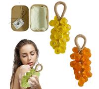 Grape Soap on a Rope, Handmade Crystal Grape Gentle Cleansing Soap, Grapes Cluster Shaped Soaps, Decorative for Washing Hands and Bath Cold Process Method, Gift for Men and Women (U-2pcs)