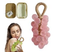 Grape Soap on a Rope, Handmade Crystal Grape Gentle Cleansing Soap, Grapes Cluster Shaped Soaps, Decorative for Washing Hands and Bath Cold Process Method, Gift for Men and Women (B)