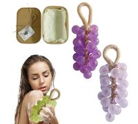 Grape Soap on a Rope, Handmade Crystal Grape Gentle Cleansing Soap, Grapes Cluster Shaped Soaps, Decorative for Washing Hands and Bath Cold Process Method, Gift for Men and Women (Q-2pcs)