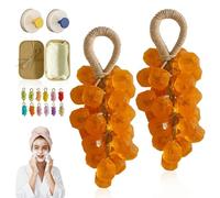 Grape Soap On A Rope, Handmade Crystal Grape Soap Gentle Cleansing,For Body, Hand＆Face Cleanser For Soft, Smooth Skin, Fresh Air(Calendula*2)