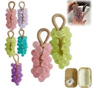 Grape Soap on a Rope, Handmade Crystal Grape Soap, Hand Washing and Bath, Cold-Process Method, Air Freshening, Gift Choice for Decoration Soaps Men Women(Peach Pink+green)