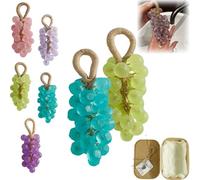 Grape Soap on a Rope, Handmade Crystal Grape Soap, Hand Washing and Bath, Cold-Process Method, Air Freshening, Gift Choice for Decoration Soaps Men Women(Royal Blue+green)