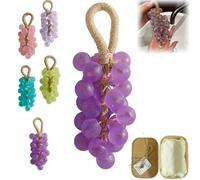 Grape Soap on a Rope, Handmade Crystal Grape Soap, Hand Washing and Bath, Cold-Process Method, Air Freshening, Gift Choice for Decoration Soaps Men Women (Purple(Lavender scent))