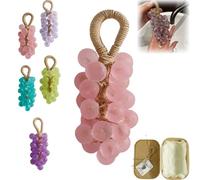 Grape Soap on a Rope, Handmade Crystal Grape Soap, Hand Washing and Bath, Cold-Process Method, Air Freshening, Gift Choice for Decoration Soaps Men Women(Peach Pink (Peach Flavor))