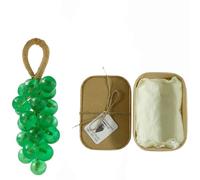 Grape Soap on a Rope,Handmade Crystal Grapes Soap for Hand Washing or Decoration,Fancy Fruit-Shaped,Christmas Hang Decor,DIY Exquisite Home Decor,Washing Hands and Fresh Air Women (Emerald)