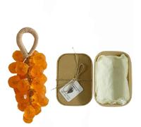 Grape Soap on a Rope,Handmade Crystal Grapes Soap for Hand Washing or Decoration,Fancy Fruit-Shaped,Christmas Hang Decor,DIY Exquisite Home Decor,Washing Hands and Fresh Air Women (Marigold)