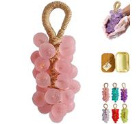 Grape Soap on a Rope, Handmade Grape Cluster Bar Soap, Cold Process Aromatic Decorative Soap for Hand Washing, Bath, Home Decor Gift for Men and Women (1, Pink)