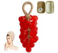 Grape Soap On A Rope, Handmade Grape Cluster Soap for Hand Face, Grapes Bunch Shaped Soaps, Natural Cold Process Artisan Soaps, Lasting Fragrance Christmas Birthday Gift To Hang Decor (C-Rose)