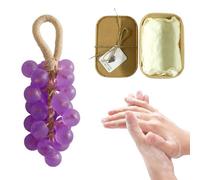 Grape Soap on A Rope, Handmade Grape Cluster Soap for Hand Face, Lasting Fragrance Christmas Birthday Gift for Men and Women To Exquisite Home Hang Decor and Gift Choice (Purple)