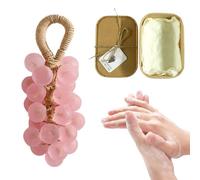 Grape Soap on A Rope, Handmade Grape Cluster Soap for Hand Face, Lasting Fragrance Christmas Birthday Gift for Men and Women To Exquisite Home Hang Decor and Gift Choice (Pink)
