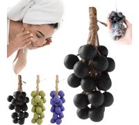 Grape Soap On A Rope,Handmade Grape Cluster Soap,G-rape S-oap for Face Washing,Natural Cold Process Artisan Soaps for Face, Body Shower & Hands, Decorative S-oap Bars Gift