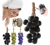 Grape Soap On A Rope,Handmade Grape Cluster Soap,G-rape S-oap for Face Washing,Natural Cold Process Artisan Soaps for Face, Body Shower & Hands, Decorative S-oap Bars,With Gift Box