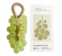 Grape Soap on a Rope, Handmade Grape Cluster Soap with Gift Box, Natural Cold Process Artisan Soaps for Hand Washing, Decorative Scented Soaps for Christmas Gifts, Bathroom & Kitchen Decor (green)