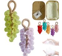 Grape Soap on a Rope,Handmade Grape Soap,Decorative & Aromatic Soaps for Women Men,Lasting Fragrance Christmas Birthday Gift To Hang Decor Washing Fresh Air (2PCS-A)