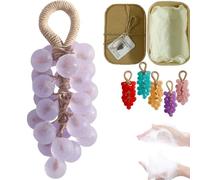 Grape Soap on a Rope,Handmade Grape Soap,Decorative & Aromatic Soaps for Women Men,Lasting Fragrance Christmas Birthday Gift To Hang Decor Washing Fresh Air (Purple)