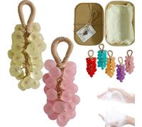 Grape Soap on a Rope,Handmade Grape Soap,Decorative & Aromatic Soaps for Women Men,Lasting Fragrance Christmas Birthday Gift To Hang Decor Washing Fresh Air (2PCS-B)