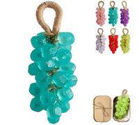 Grape Soap on a Rope, Handmade Grapes Cluster Bar Soap, Cold Process Decorative Aromatic Soap for Hand Washing, Bath, Home Decor, Gift for Men Women (1, Blue)