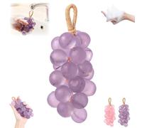 Grape Soap On A Rope, Handmade Grapes Cluster Shaped Natural Cold Process Artisan, For Washing Hands Fresh Air Decorative Gift Home Decor Men Women purple
