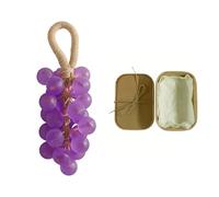Grape Soap on a Rope,Handmade Grapes Cluster Shaped Soaps,Decorative & Aromatic Artisan Bar,Cold Process Bath Soap,Lasting Fragrance,Natural Gentle Formula, for Men and Women (Purple)