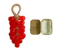 Grape Soap on a Rope,Handmade Grapes Cluster Shaped Soaps,Decorative & Aromatic Artisan Bar,Cold Process Bath Soap,Lasting Fragrance,Natural Gentle Formula, for Men and Women (Red)