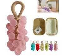 Grape Soap On a Rope, Handmade Grapes Cluster Shaped Soaps - Decorative Aromatic Bar Soap for Hand Wash, Bath, Shower & Gift Home Decor (1, Pink)