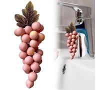 Grape Soap on a Rope, Handmade Grapes-Shaped Soaps, Natural Cold Process Artisan Soaps for Face, Body Shower & Hands, Decorative Soap Bars, Exquisite Home Decor and Gift Choice(Pink)