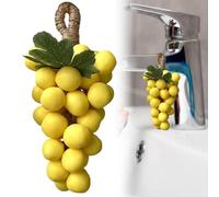 Grape Soap on a Rope, Handmade Grapes-Shaped Soaps, Natural Cold Process Artisan Soaps for Face, Decorative Soap Bars, Exquisite Home Decor and Gift Choice (Yellow)