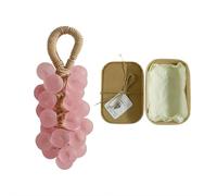 Grape Soap on a Rope Handmade - Realistic Grape Bunch Design with Natural Essential Oils, Cold Process Bath Soap for Gentle Cleansing and Home Decor (pink)