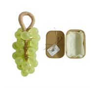Grape Soap on a Rope Handmade - Realistic Grape Bunch Design with Natural Essential Oils, Cold Process Bath Soap for Gentle Cleansing and Home Decor (green)