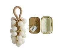 Grape Soap on a Rope Handmade - Realistic Grape Bunch Design with Natural Essential Oils, Cold Process Bath Soap for Gentle Cleansing and Home Decor (white)