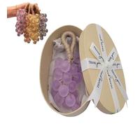 Grape Soap on a Rope, Personalized Original Handmade Crystal Grape Soap Gentle Cleansing Soaps, Hanging Grapes Soaps for Hand Wash, Bath, Fresh Air, Single String: 25 Pieces (1, purple)