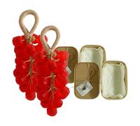 Grape Soap on a Rope, Personalized Original Handmade Crystal Grape Soap Gentle Cleansing Soaps, New Unique Decorative Bathsoap, Scented Gift for Bridal Showers Baptisms & Home Spa (2, Red)