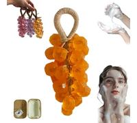 Grape Soap on a Rope, Transparent Grape Soap, Personalized Original Handmade Crystal Grapes Soaps, Natural Fruit Shaped Bath Bar for Washing Hands and Bath (Color F)