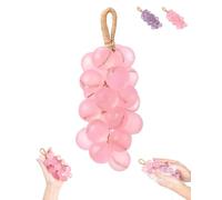 Grape Soap, Personalized Original Handmade Crystal Grapes Cluster Shaped Soaps,Grape Soap on a Rope, Home Decor and Gift Choice for Washing Hands and Fresh Air Men Women (Pink)
